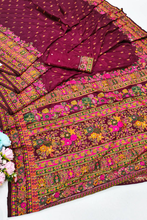 Load image into Gallery viewer, Charismatic Wine Nylon Dola Pashmina Saree With Incredible Blouse Piece
