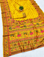 Grandiose Yellow Nylon Dola Pashmina Saree With Eclat Blouse Piece