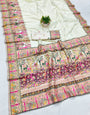 Nebula Beige Nylon Dola Pashmina Saree With Tremendous Blouse Piece