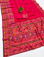 Resonant Dark Pink Nylon Dola Pashmina Saree With Profuse Blouse Piece