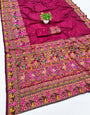 Prettiest Wine Nylon Dola Pashmina Saree With Glamorous Blouse Piece