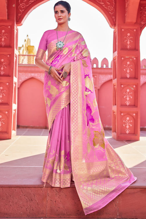 Load image into Gallery viewer, Comely Pink Cotton Silk Saree With Dalliance Blouse Piece
