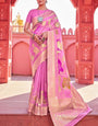 Comely Pink Cotton Silk Saree With Dalliance Blouse Piece