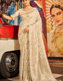 Engrossing Beige Soft Banarasi Silk Saree With Deserving Blouse Piece