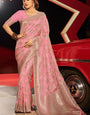 Amazing Pink Soft Banarasi Silk Saree With Marvellous Blouse Piece