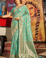 Outstanding Sea Green Soft Banarasi Silk Saree With Surpassing Blouse Piece