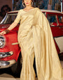 Marvellous Beige Kanjivaram Silk Saree With Adorning Blouse Piece