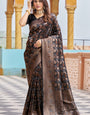 Beautiful Black Kanjivaram Silk Saree With Divine Blouse Piece