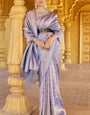 Scintillating Lavender Kanjivaram Silk Saree With Rhapsody Blouse Piece