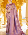 Scrupulous Purple Kanjivaram Silk Saree With Posh Blouse Piece