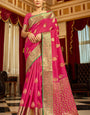 Nemesis Dark Pink Soft Banarasi Silk Saree With Epiphany Blouse Piece