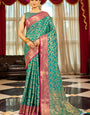 Radiant Rama Soft Banarasi Silk Saree With Beautiful Blouse Piece