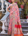 Ephemeral Baby Pink Pashmina saree With Lissome Blouse Piece