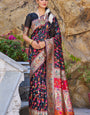 Groovy Black Pashmina saree With Scrumptious Blouse Piece