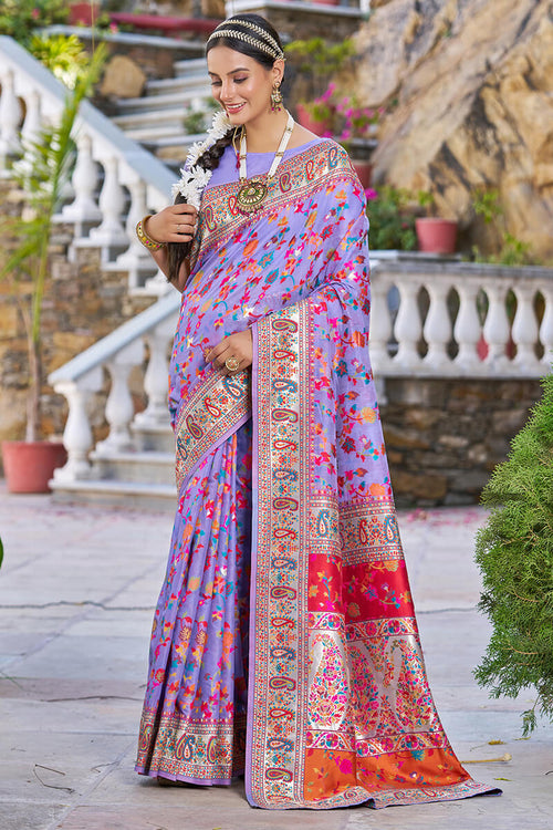 Load image into Gallery viewer, Engaging Lavender Pashmina saree With Amiable Blouse Piece
