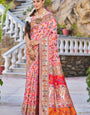 Sumptuous Pink Pashmina saree With Palimpsest Blouse Piece