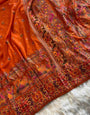 Stunning Orange Nylon Dola Pashmina Saree With Glowing Blouse Piece
