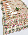 Stunner Beige Nylon Dola Pashmina Saree With Fragrant Blouse Piece