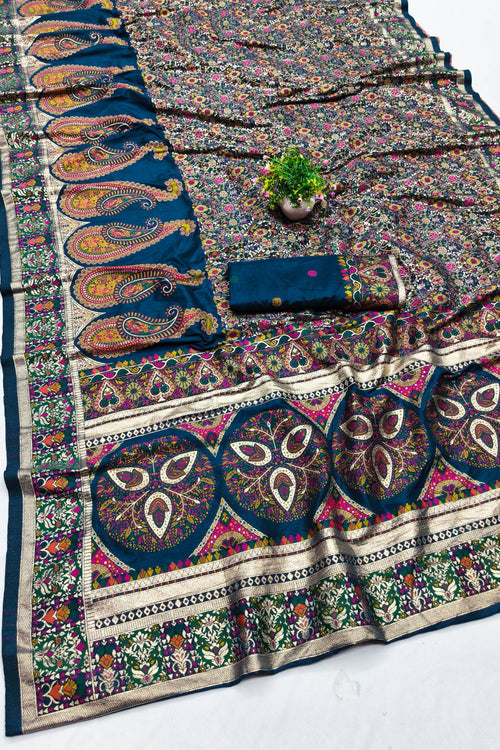 Load image into Gallery viewer, Trendy Blue Nylon Dola Pashmina Saree With Precious Blouse Piece
