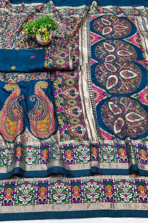 Load image into Gallery viewer, Trendy Blue Nylon Dola Pashmina Saree With Precious Blouse Piece
