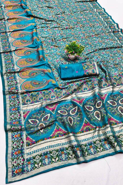 Load image into Gallery viewer, Exquisite Rama Nylon Dola Pashmina Saree With Moiety Blouse Piece
