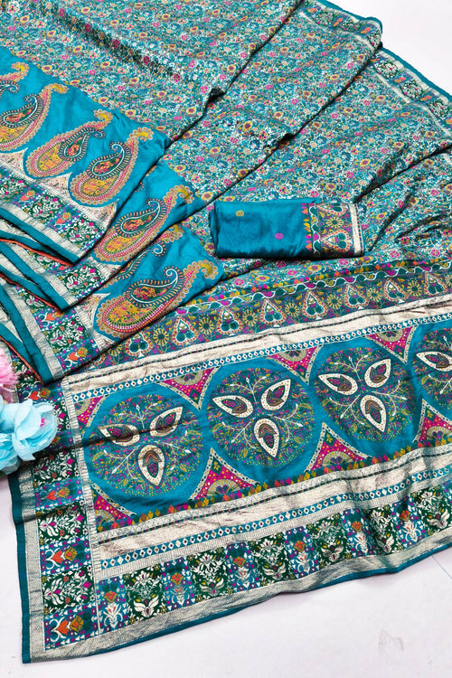 Load image into Gallery viewer, Exquisite Rama Nylon Dola Pashmina Saree With Moiety Blouse Piece
