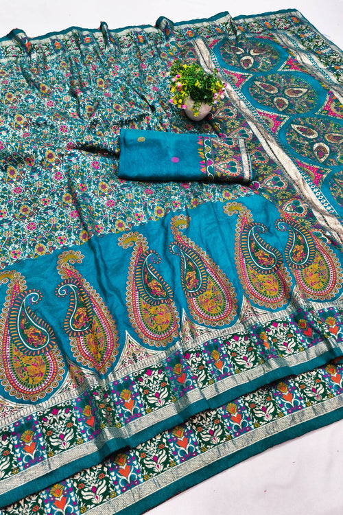 Load image into Gallery viewer, Exquisite Rama Nylon Dola Pashmina Saree With Moiety Blouse Piece
