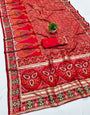 Adoring Red Nylon Dola Pashmina Saree With Designer Blouse Piece