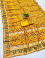 Seraphic Yellow Nylon Dola Pashmina Saree With Resplendent Blouse Piece
