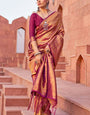 Adorable Purple Kanjivaram Silk Saree With Pleasant Blouse Piece