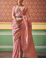 Enamoring Light Pink Soft Banarasi Silk Saree With Jubilant Blouse Piece