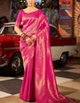 Phenomenal Dark Pink Kanjivaram Silk Saree With Prominent Blouse Piece