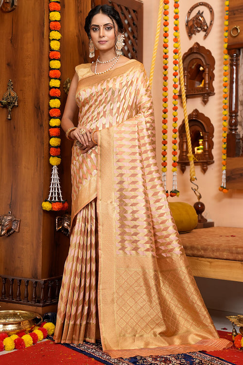 Load image into Gallery viewer, Denouement Beige Organza Silk Saree With Incredible Blouse Piece
