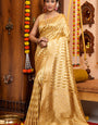 Scintilla Golden Organza Silk Saree With Snazzy Blouse Piece