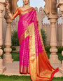 Radiant Dark Pink Patola Silk Saree with Glowing Blouse Piece