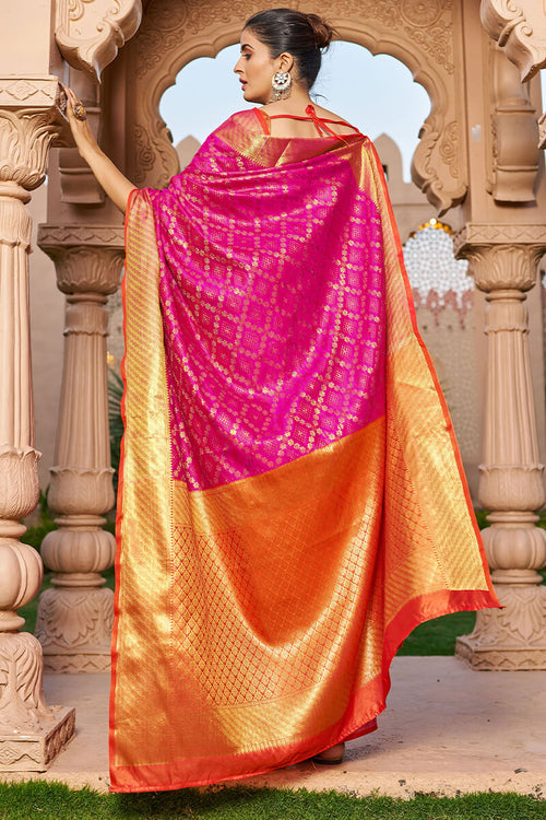 Load image into Gallery viewer, Radiant Dark Pink Patola Silk Saree with Glowing Blouse Piece
