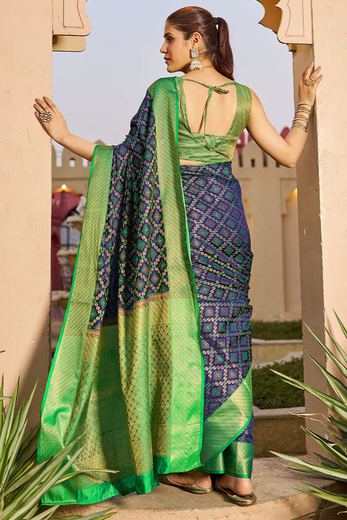 Load image into Gallery viewer, Classy Navy Blue Patola Silk Saree with Marvellous Blouse Piece
