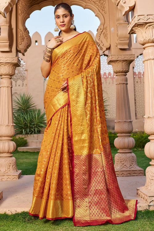 Load image into Gallery viewer, Unique Orange Patola Silk Saree with Appealing Blouse Piece
