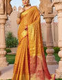 Unique Orange Patola Silk Saree with Appealing Blouse Piece