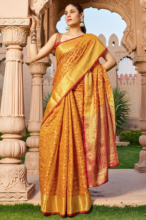 Load image into Gallery viewer, Unique Orange Patola Silk Saree with Appealing Blouse Piece
