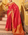 Mesmeric Red Patola Silk Saree with Fairytale Blouse Piece