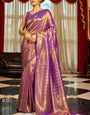 Enticing Purple Kanjivaram Silk Saree With Beleaguer Blouse Piece