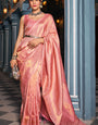 Extraordinary Baby Pink Kanjivaram Silk Saree With Flattering Blouse Piece