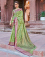 Elegant Green Soft Banarasi Silk Saree With Attractive Blouse Piece