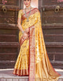 Blooming Yellow Soft Banarasi Silk Saree With Preferable Blouse Piece