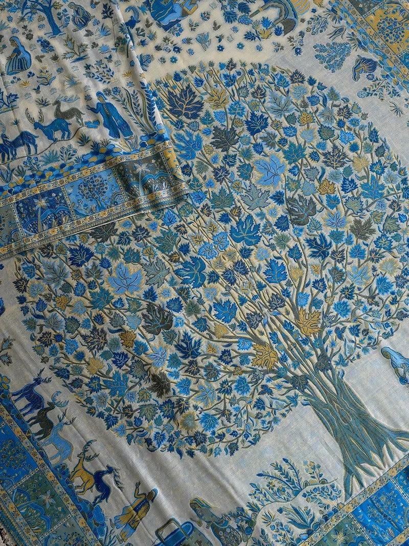 Wonderful Beige Pashmina Saree With Comely Blouse Piece