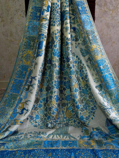 Wonderful Beige Pashmina Saree With Comely Blouse Piece