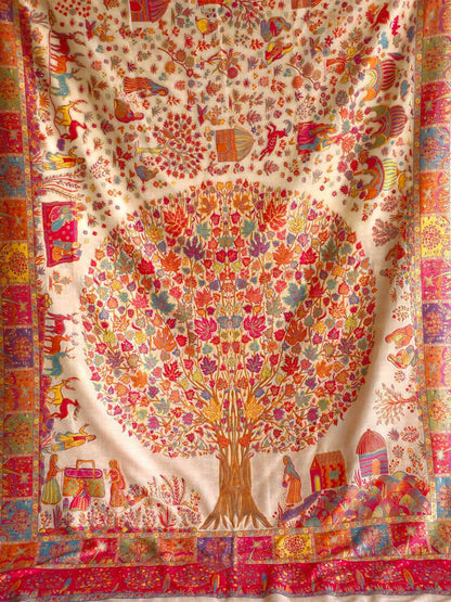 Petrichor Beige Pashmina Saree With Ideal Blouse Piece