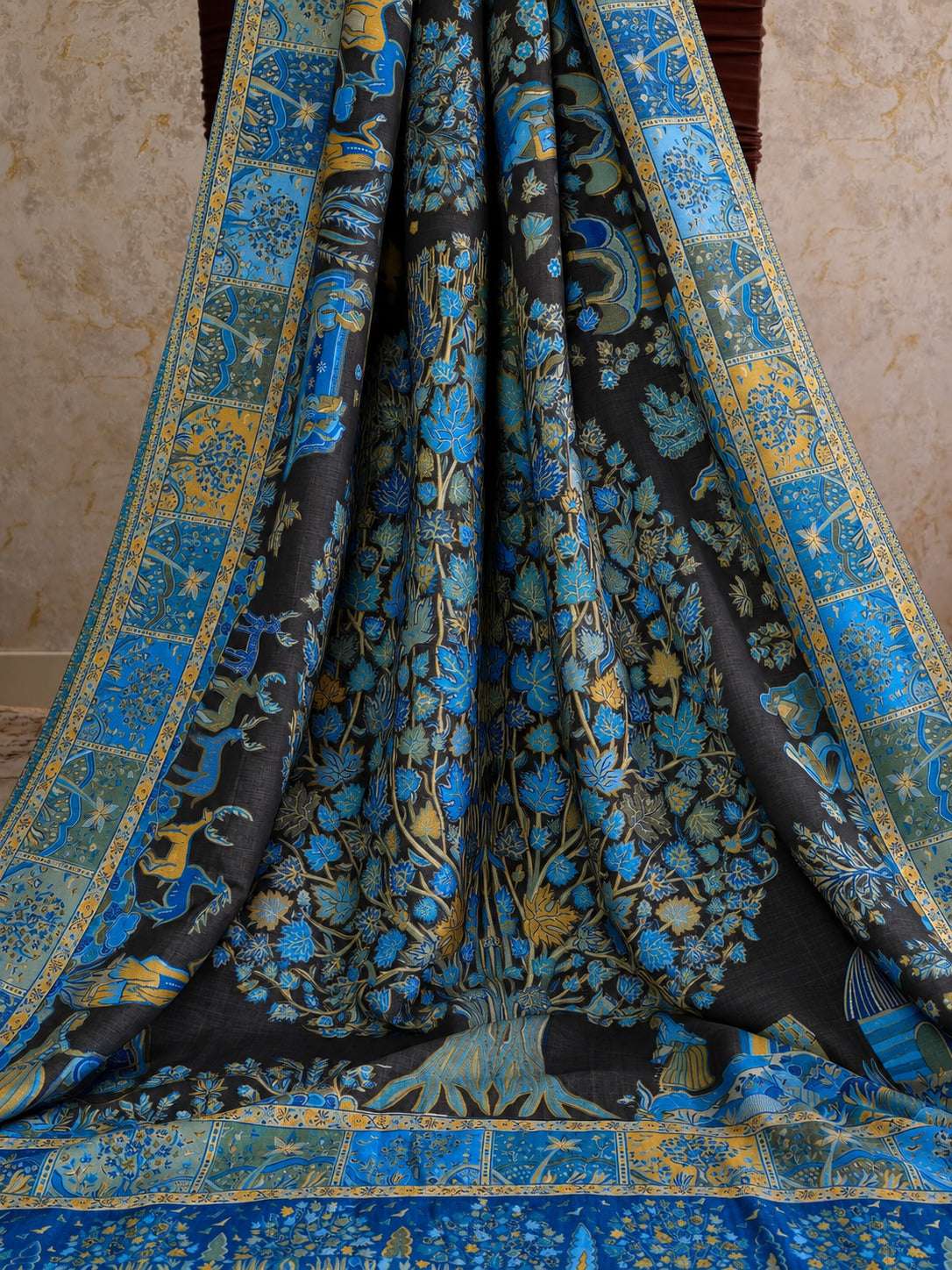Sensational Black Pashmina Saree With Inspiring Blouse Piece