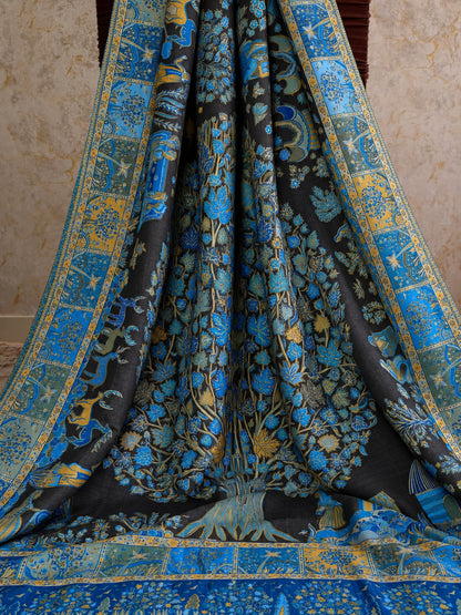 Sensational Black Pashmina Saree With Inspiring Blouse Piece